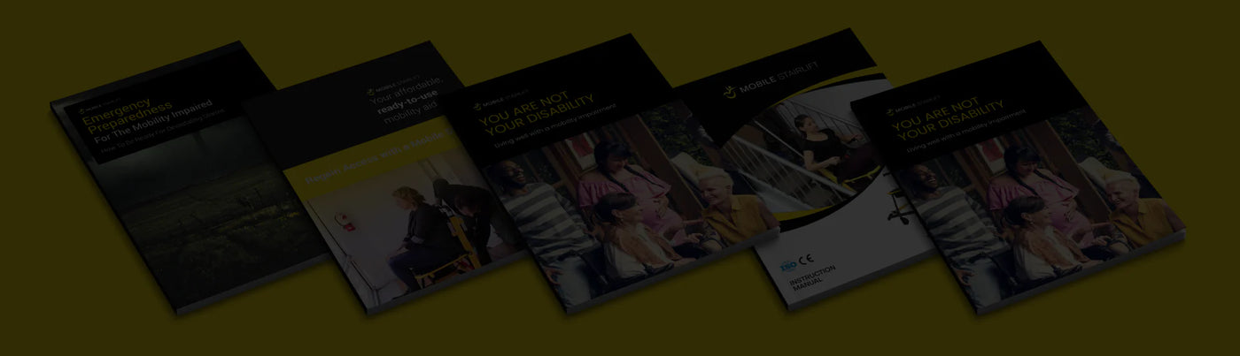 Footer showcasing mobile stairlift resources.