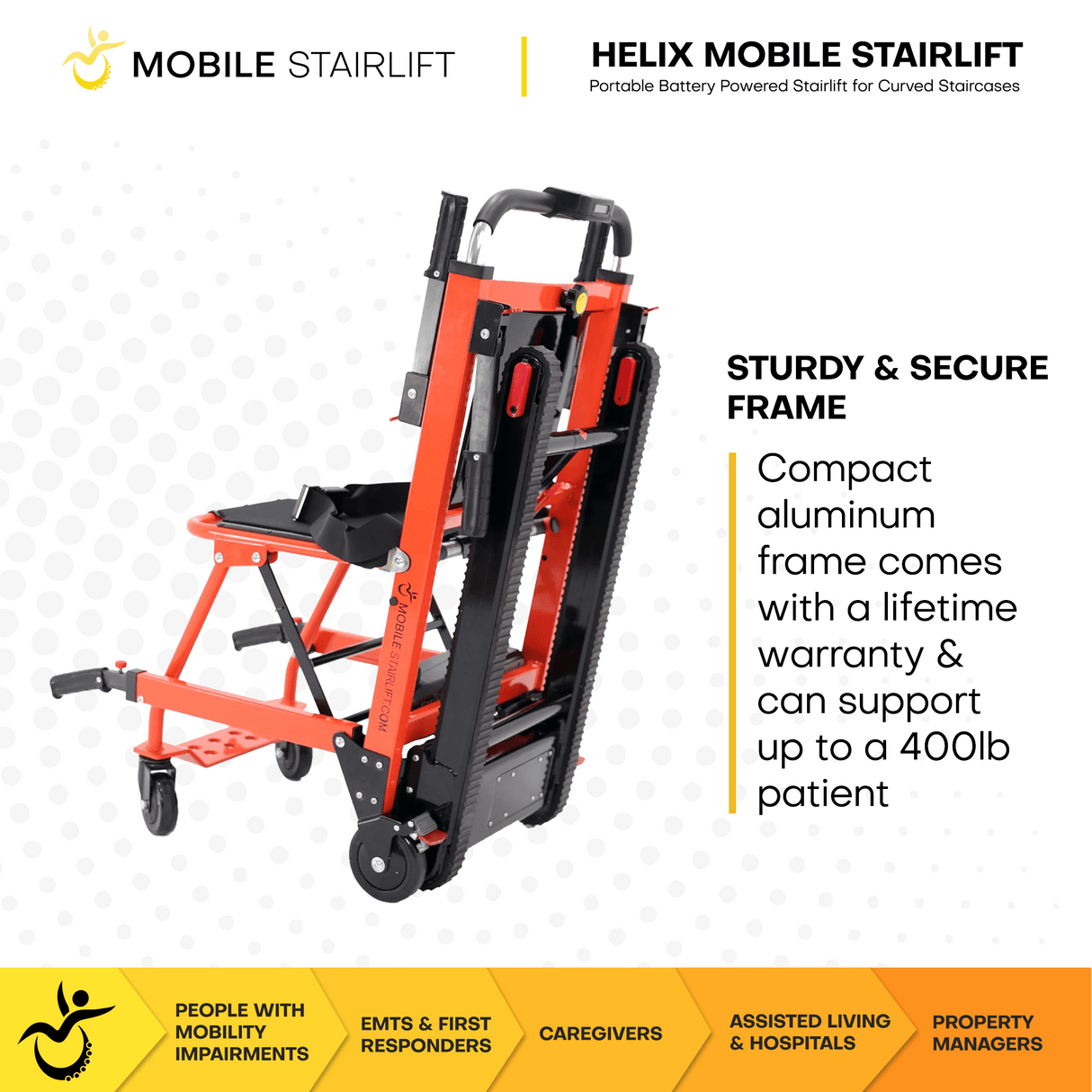 Mobile Stairlift Helix - Battery Powered & Portable Round Stair Chair - Minor Cosmetic Defects