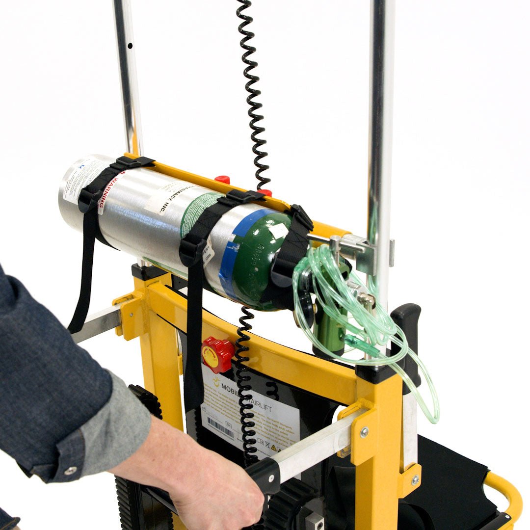 Mobile stairlift seat close-up