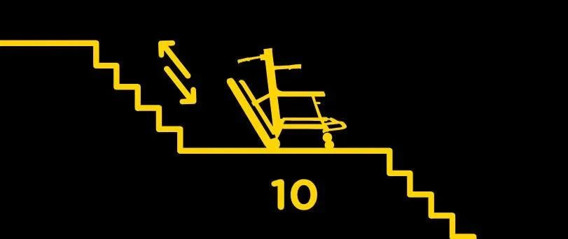 Illustration of a stairwell marked floor 10 with an evacuation chair