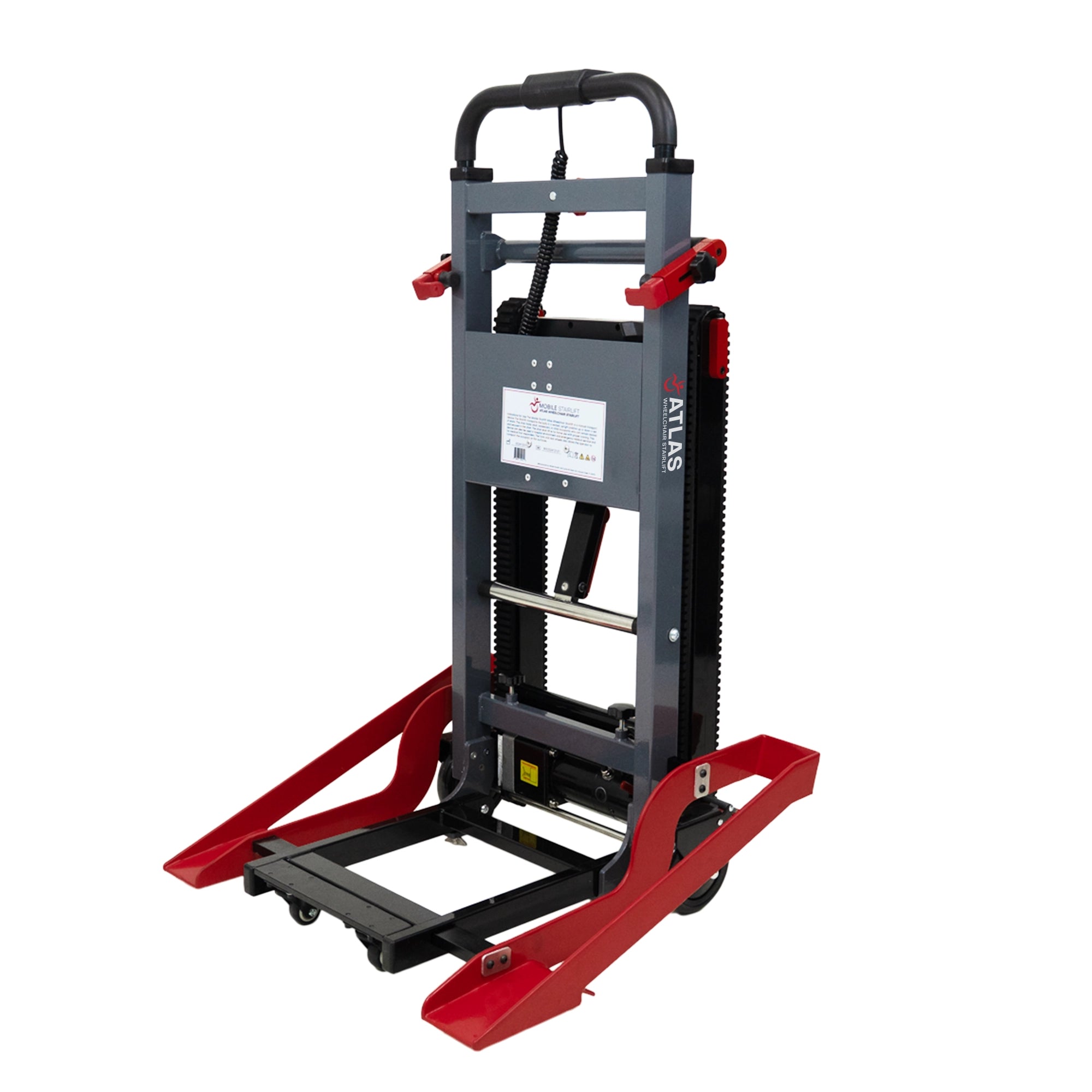 Atlas portable wheelchair stairlift, battery powered stair chair for standard and reclining wheelchairs