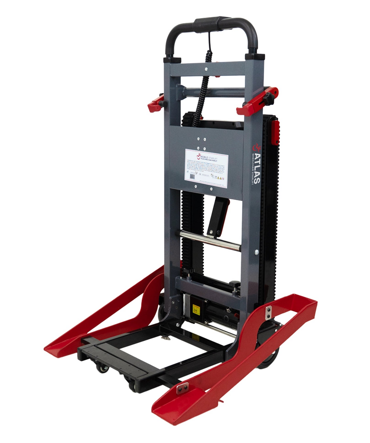 Atlas portable wheelchair stairlift for stair climbing with wheelchair in place