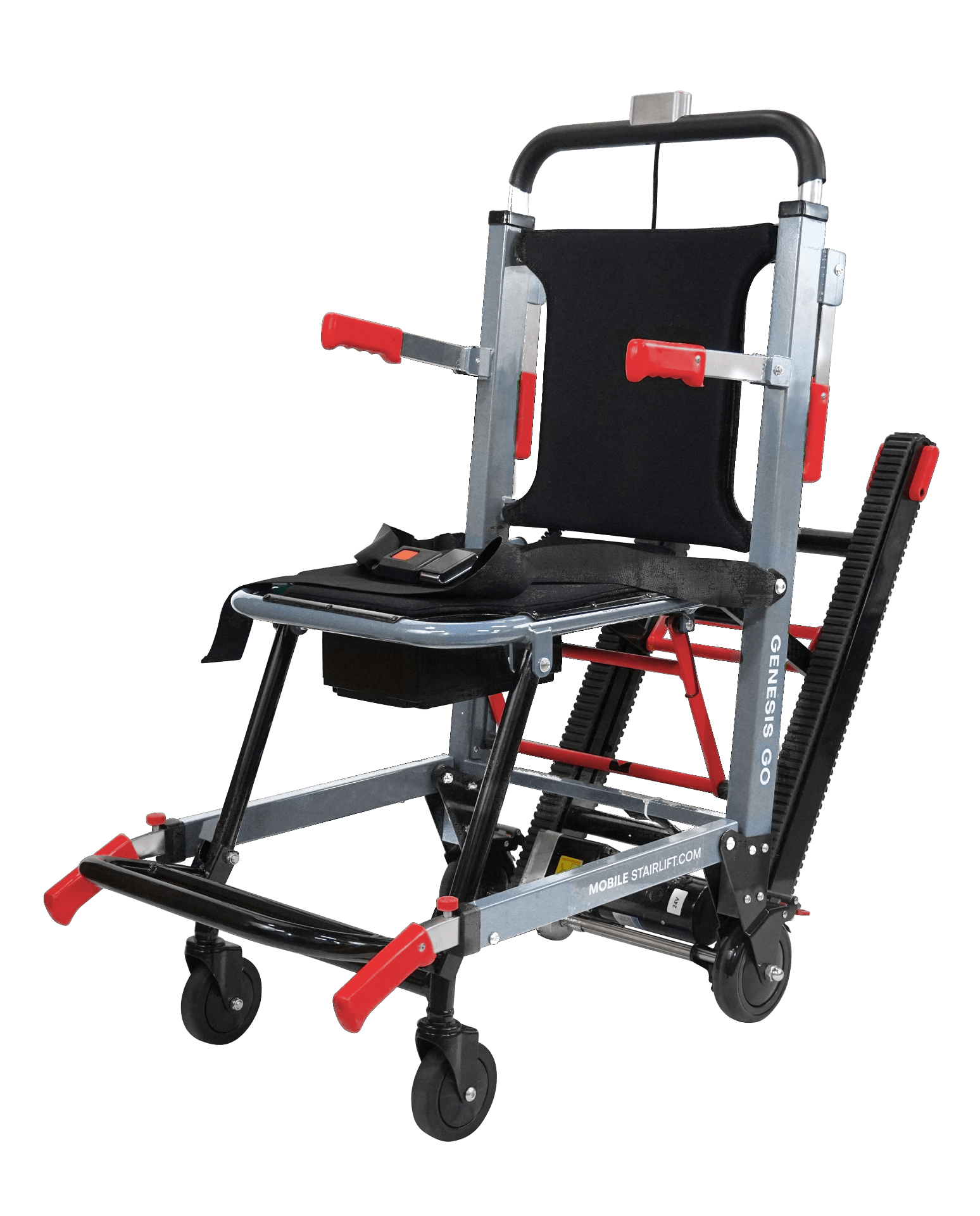 Genesis GO battery powered portable motorized stair chair, rated 250 lb