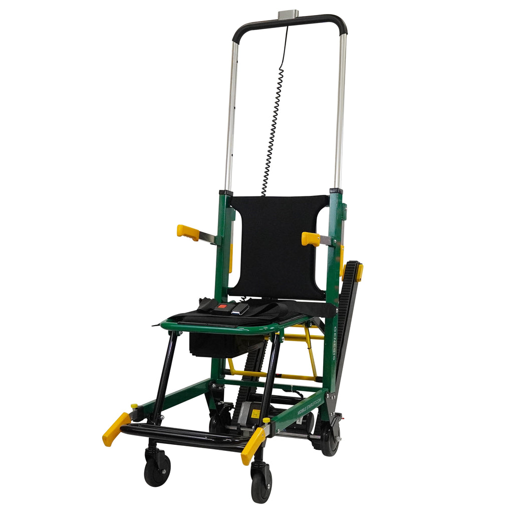 Front View of the Mobile Stairlift Eco Green Portable Battery Powered with Stair Climbing Chair 