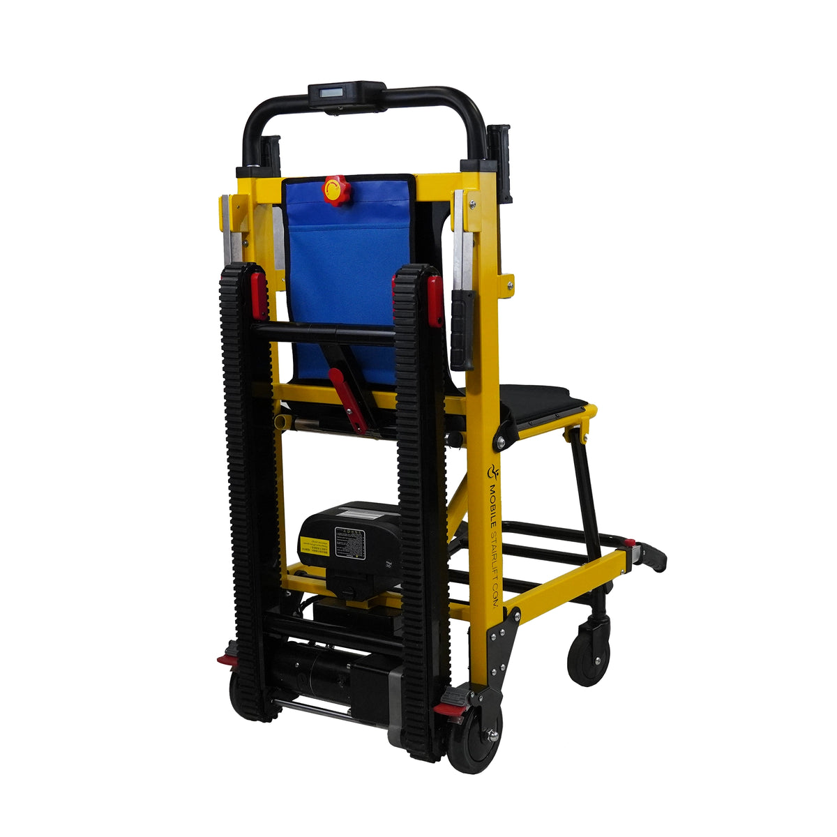 Genesis Mobile Stairlift rear angle view showing track system and battery mount