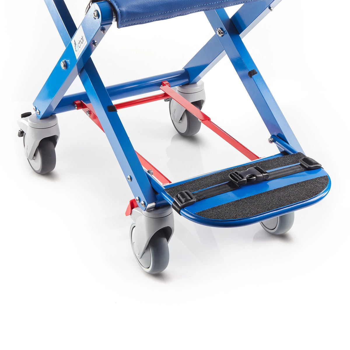 Airchair II aisle chair unfolded and set up ready for a passenger transfer