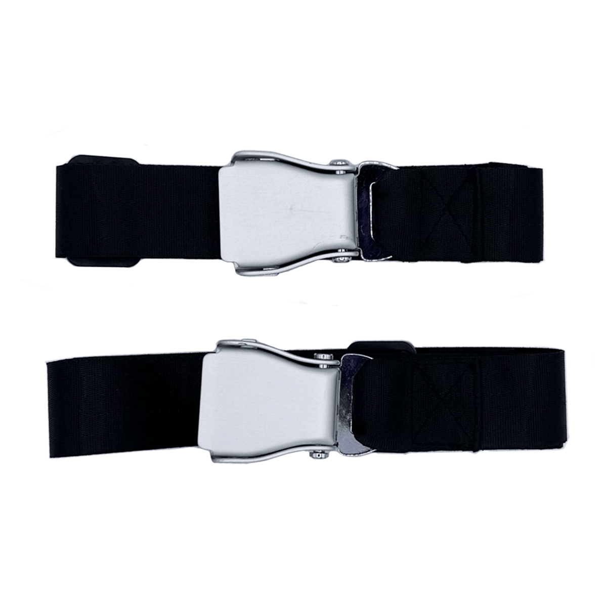 Top-down view of 4-Point Harness straps fastened with quick release buckles for Mobile Stairlift Genesis and LITE
